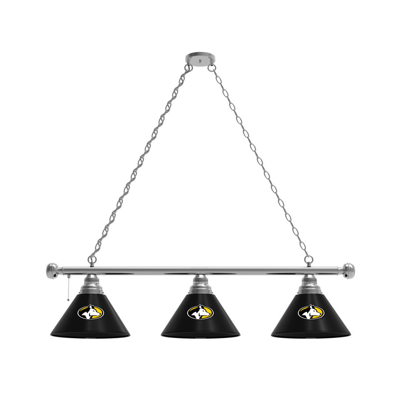 3 - Light Pool Table Lights Pendant, Chrome, Michigan Tech Huskies