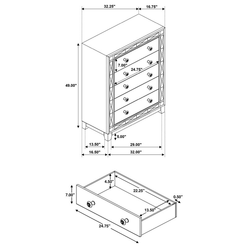 Commode 5 tiroirs Larissa