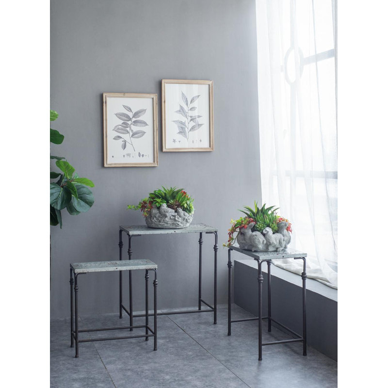 Set of 3 The Gilbert Nesting Tables Metal Plant Stand