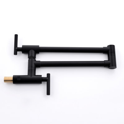 Robinet de remplissage de casserole noir - Fixation murale en laiton, à double articulation commerciale, extensible pour finition de cuisine avec double pivot