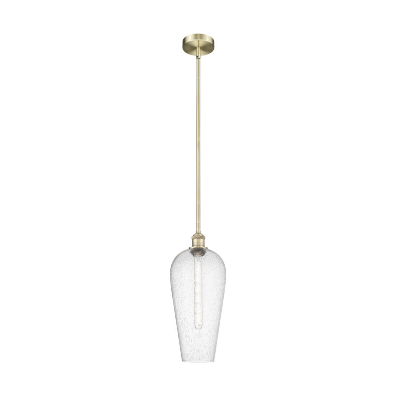 Edison - Chelsea - Mini-luminaire suspendu avec tige 1 lumière, Grainé, Laiton antique