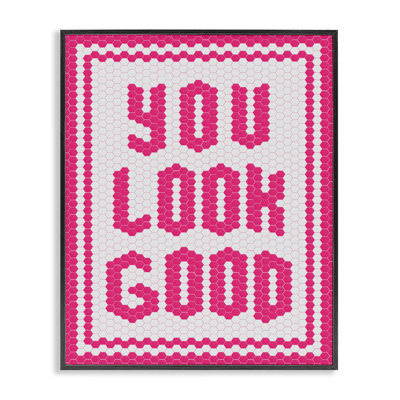 You Look Good Magenta Mosaic Framed Giclee, design by Lettered and Lined