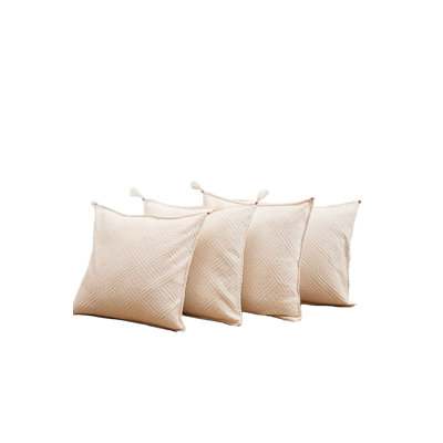 Handmade Throw Pillow Cover,Natural and Authentic Organic Buldan Cotton ,Tasseled Cushion Cover 4-Piece Set