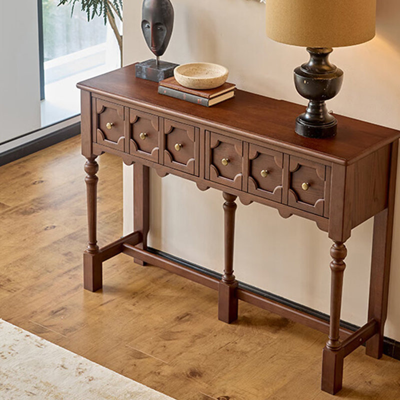 Console franÃ§aise rÃ©tro en bois massif, 33.9" H x 47.2" W x 13.8" D, Brown