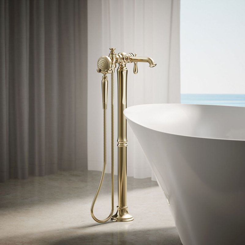 Artifacts® Single Handle Floor Mounted Clawfoot Tub Faucet, Vibrant French Gold