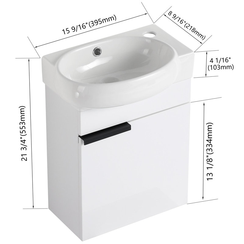 Abeel 16.82'' Single Bathroom Vanity with Ceramic Top