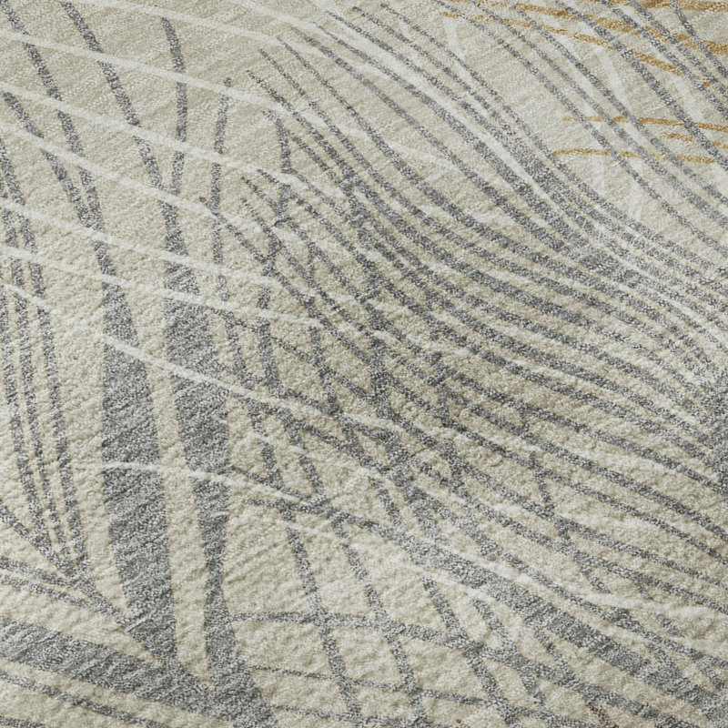 Premium Machine Washable Mayfield AMF2273 Floral Rug, 1'8" x 2'6", Beige