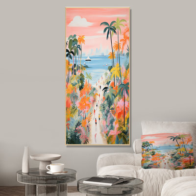 «Pastel Color Coastal Beach Scene Paradise IV», art mural plage