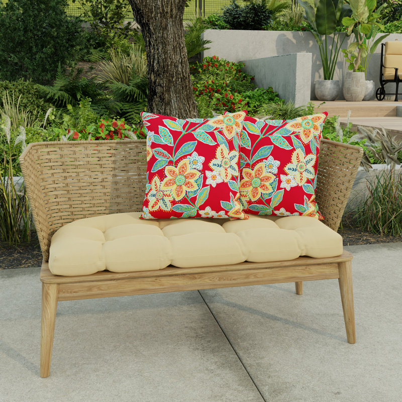 Sunbrella Outdoor Throw Pillow, Leathra Red