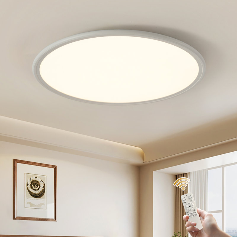 1 - Light 15.8" Simple Round Acrylic Led Flush Mount, White, 1.38" H x 15.75" W x 15.75" D