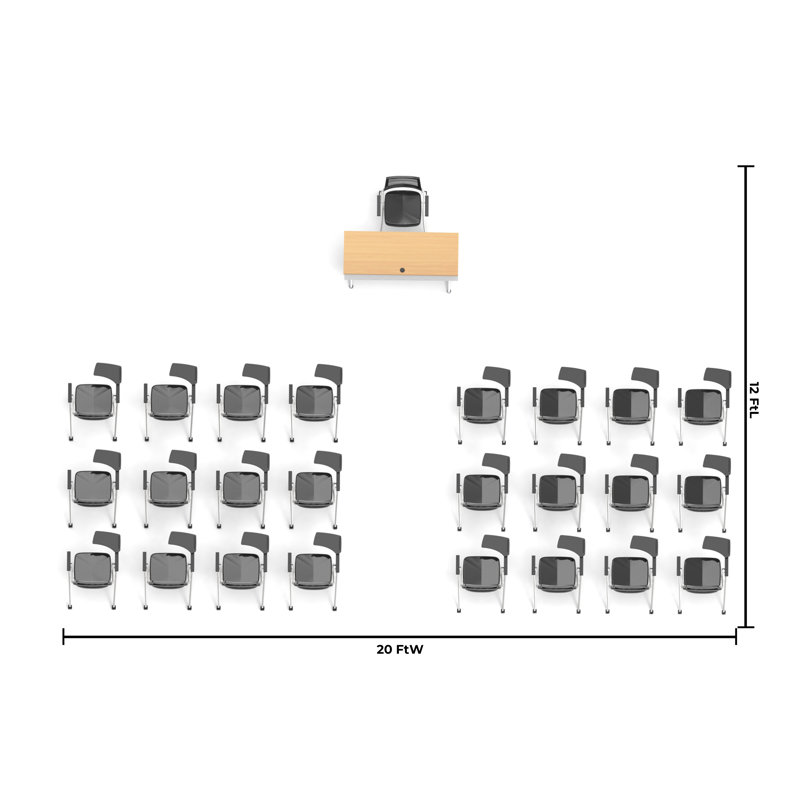 Novelty 25 Person Flip Top 22'' L Modular Training Table And Chair Set and Chair Set with Casters and Modesty Panel