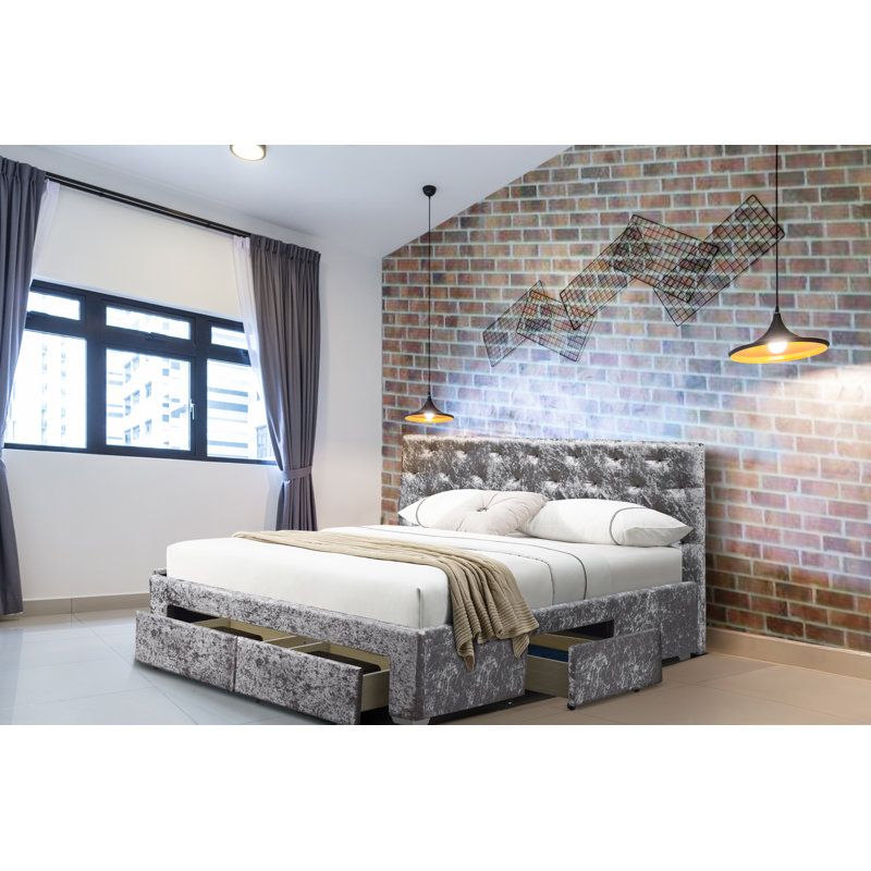 Angela Upholstered Storage Bed, Double (4'6)