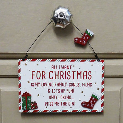 All I Want Is Gin Wooden Plaque