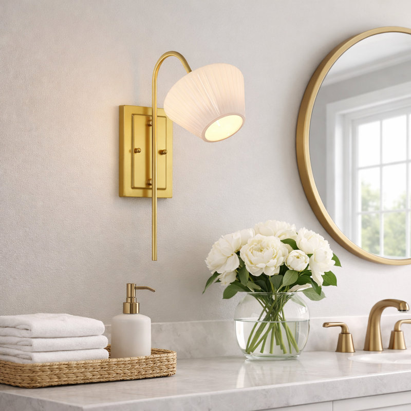 Trelerun 1 - Light Glass Dimmable Wall Light Wallchiere Wall Sconce, Gold