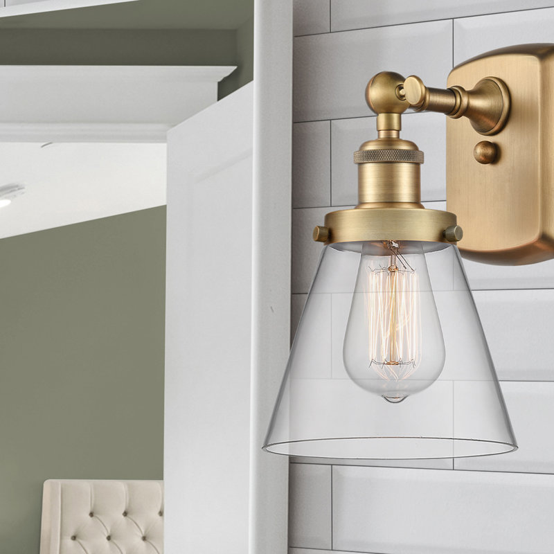 Applique murale 1 lumière 6 "Ballston Urban Cone, Clair, Ampoule non incluse, Laiton brossé