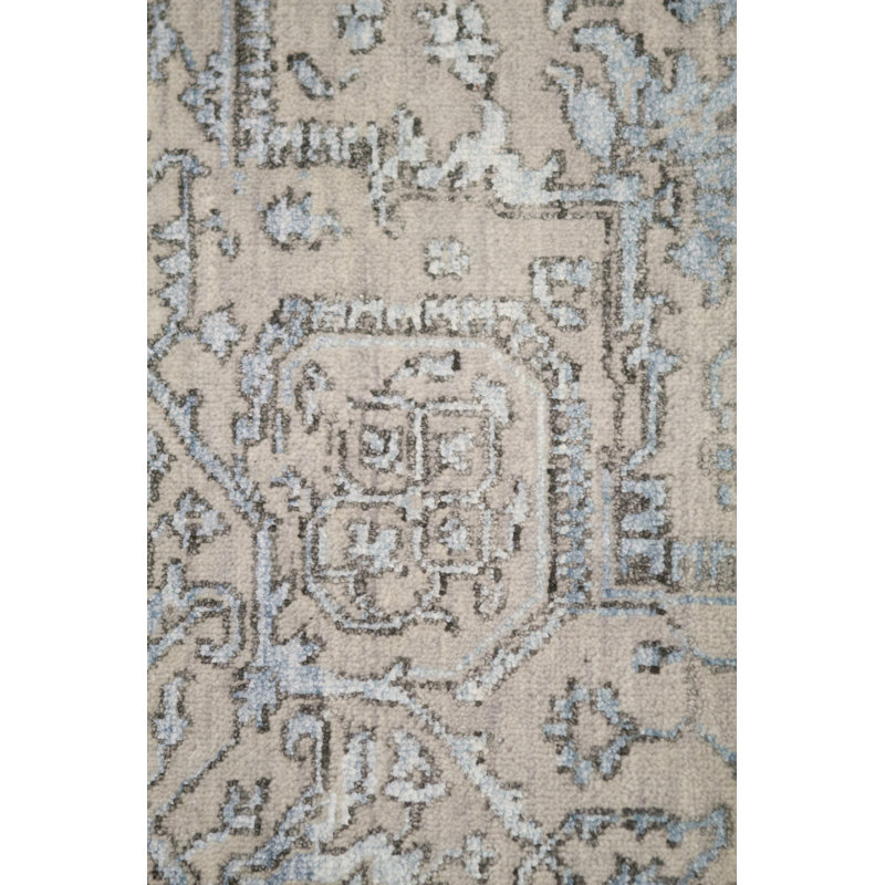 Hand-Knotted High-Quality Silver and Aqua Area Rug
