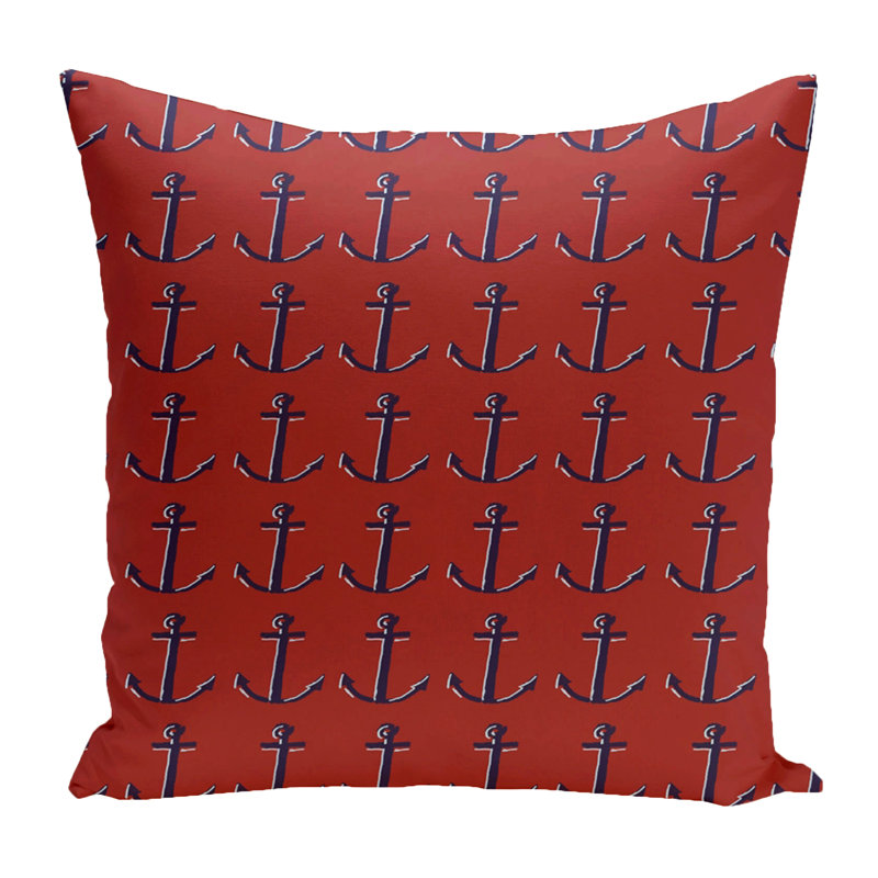 Anchors Outdoor Square Pillow Cover & Insert, Red