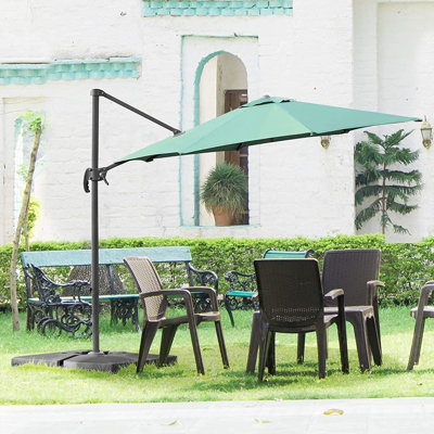 3m Octagon Parasol With Cross Base and 65mm Aluminium Pole Sun Shade Garden Outdoor Beach Patio Canopy Shelter Umbrella Cantilever