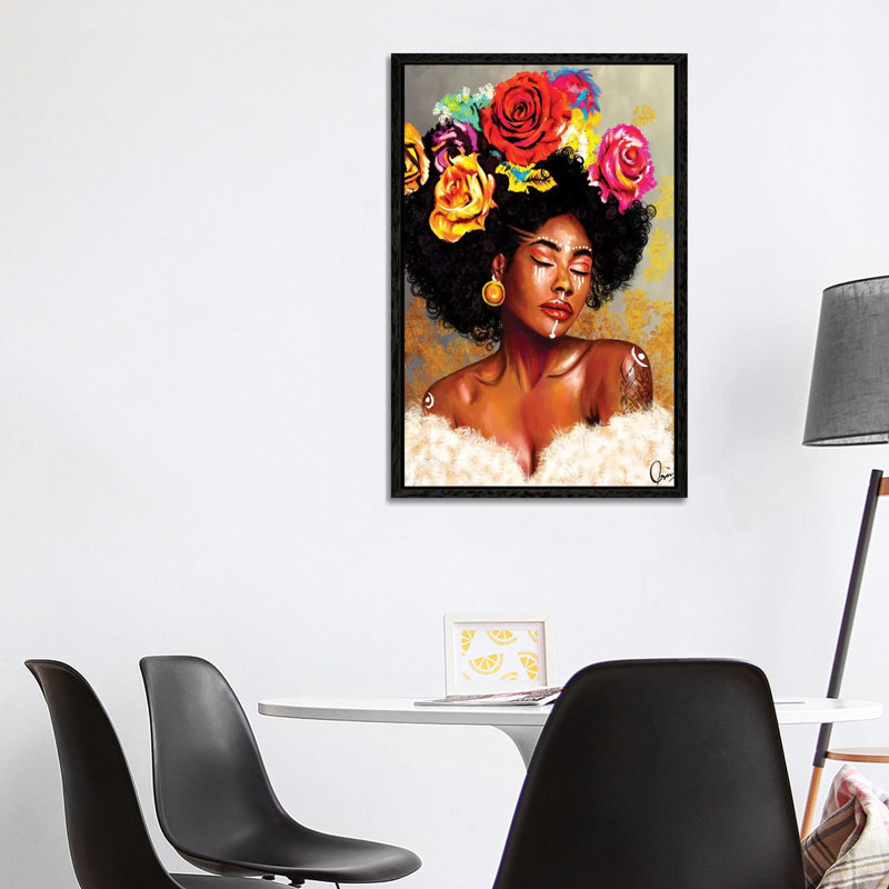 Brown Skin Girl "Harriet" by Crixtover Edwin - Print on Canvas, Black Framed Canvas, 101.6 cm H x 66.04 cm W