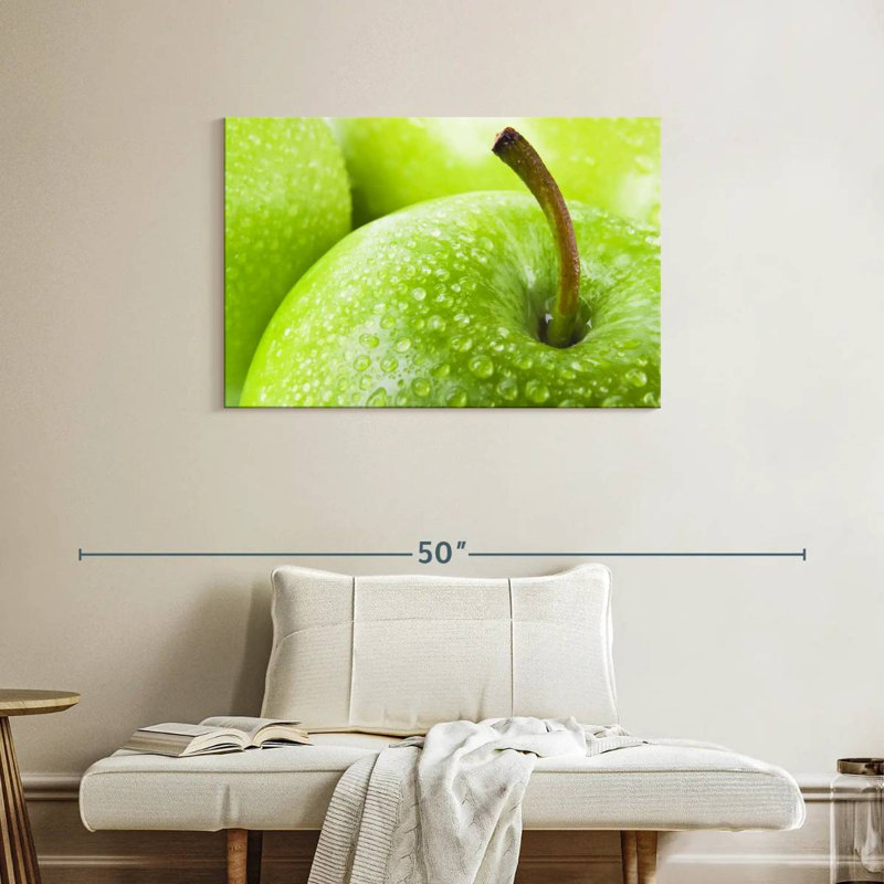 Yarlin Droplets On Green Apples, 24" H x 36" W