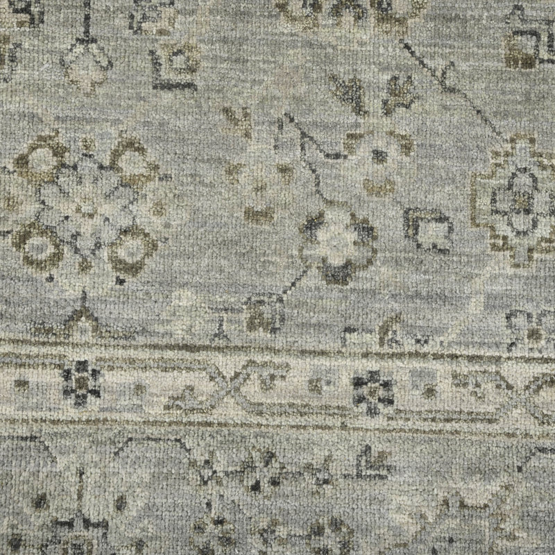 Hand-Knotted Blue Wool Fringed Area Rug, 14' x 10'