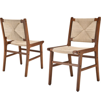Mordern Dining Chair With Woven Rope Design by Latitude Run