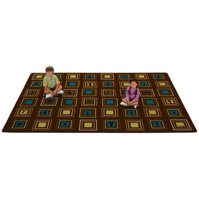 Tapis brun touffeté Literacy Squares Alphabet Premium Collection