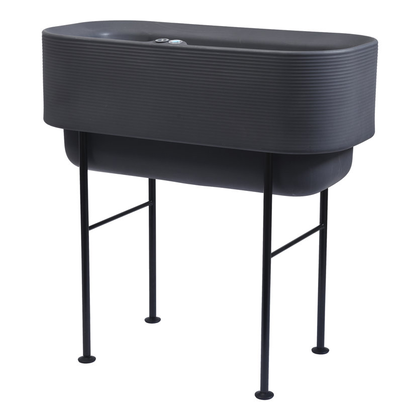 Nest Alpine White 22" x 44" Raised Planter with Steel Legs