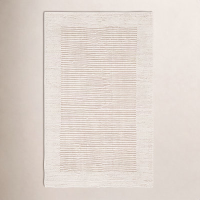 Burdick Ivory Beige Hand-Woven Wool Rug