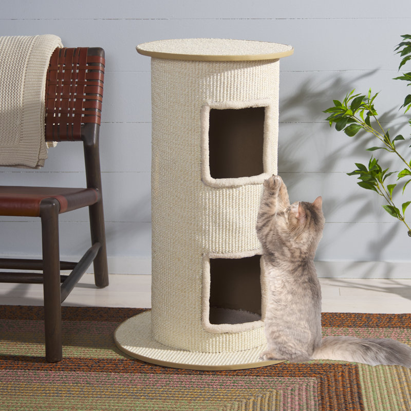 Chat rayé en sisal
