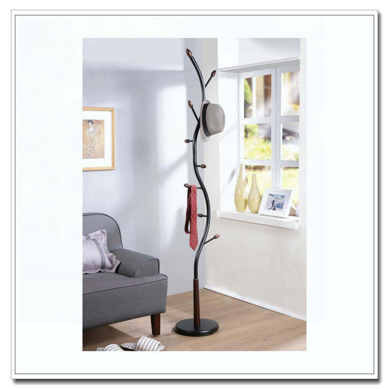 Metal Standing Coat Rack, Black