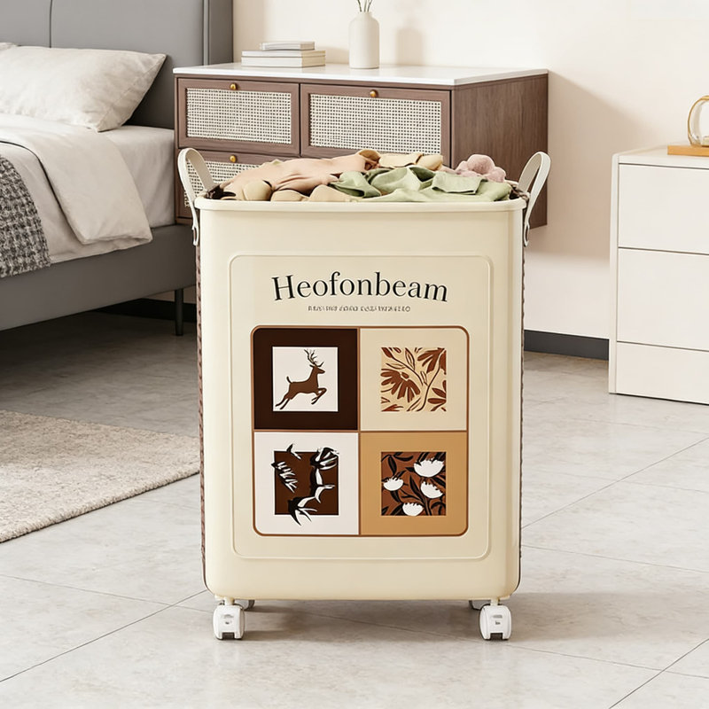 Foldable Laundry Hamper With Wheels For Home Use, Large Collapsible Storage Basket For Clothes, Toys, And Bathroom Organization