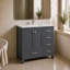 Ensemble de meuble-lavabo autoportant gris anthracite avec plateau en marbre de Carrare 36 po Anvay-895541830-889296445