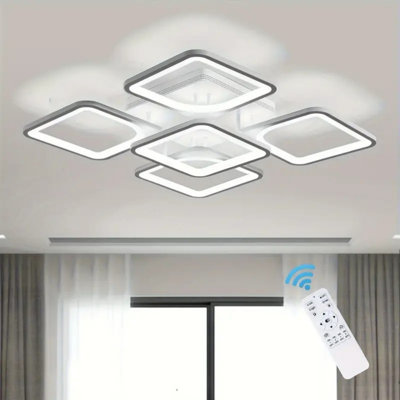 Plafonnier moderne à DEL à intensité variable avec télécommande, plafonnier encastré 23,6 po, design carré en acrylique pour salon, cuisine, chambre à coucher - éclairage réglable de 3000 K à 6000 K, cadre en métal élégant, pré-câblé, ins