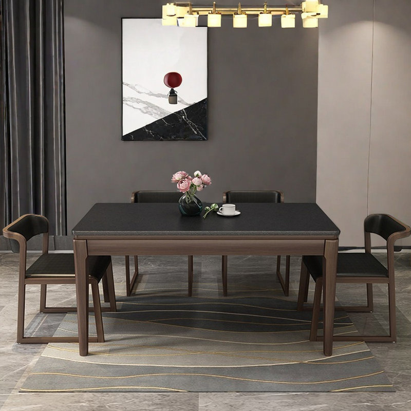 Italian style simple rectangular dining table sets, 29.5" H x 59" L x 31.5" W