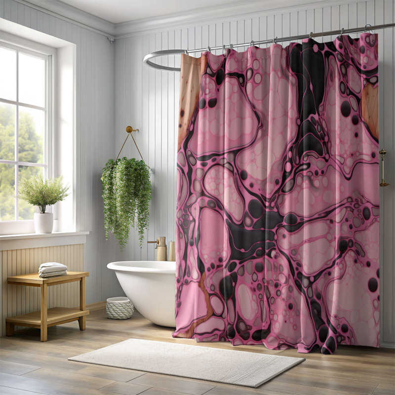 Rideau de douche Fractured Pink - Premium, H 74 po x l 71 po