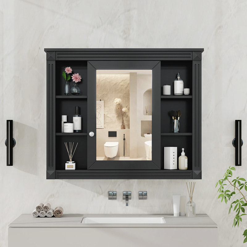 Armoire de rangement murale avec 6 tablettes ouvertes, H 28,7 po x l 35 po x P 7,1 po