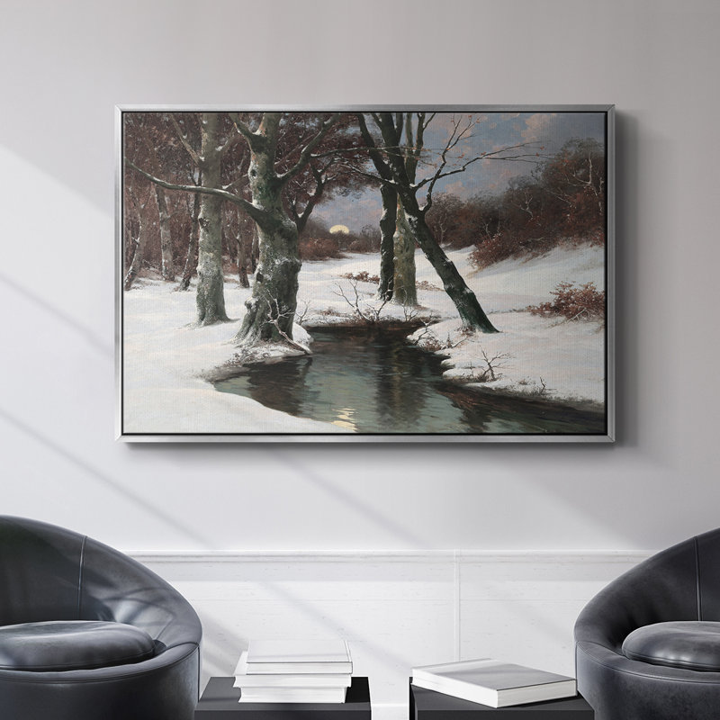«Vintage Landscape» - CCLxxxv, toile tendue avec châssis encadré, Argent, H 17 po x l 25 po