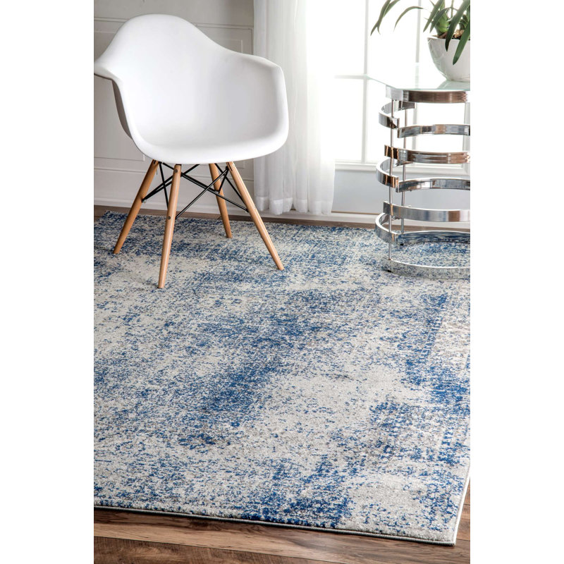 Tapis bleu / ivoire Madore, Rectangle 4 pi x 6 pi