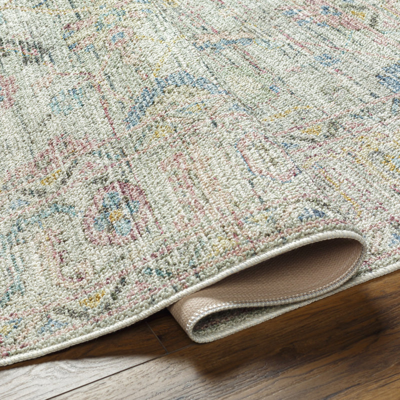 Haiya Pale Slate Machine Washable Area Rug, Rectangle 2'8" x 4'