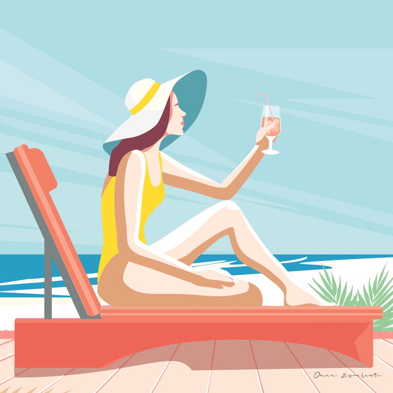 «South Beach Sunbather I» par Omar Escalante - impression sur toile tendue, H 12 po x l 12 po