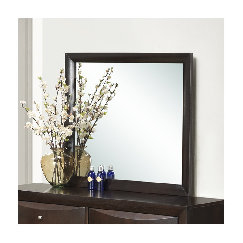 Marilla Solid And Engineered Wood Flat Wall Mirror, Cappuccino