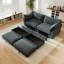 2 places avec repose-pieds, tiroir de rangement escamotable dans chaque siège, tissu en chenille doux et lisse au toucher, intérieur gris de style moderne - siège sous les coussins de l'accoudoir enveloppant, aménagement intérieur diversifié-1049680344
