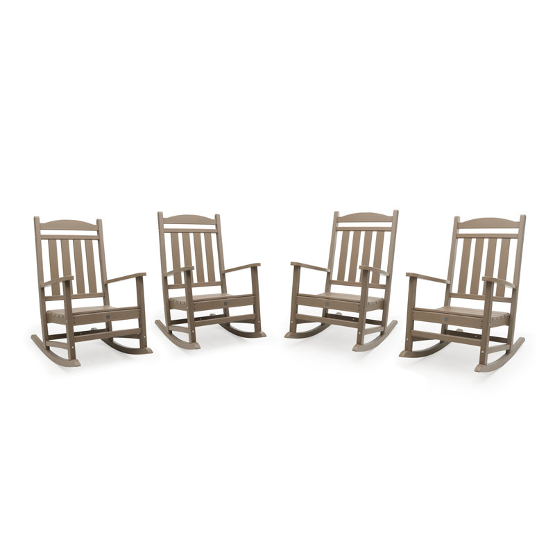 Chaises berçantes d'extérieur en PEHD Aulika, Tanné