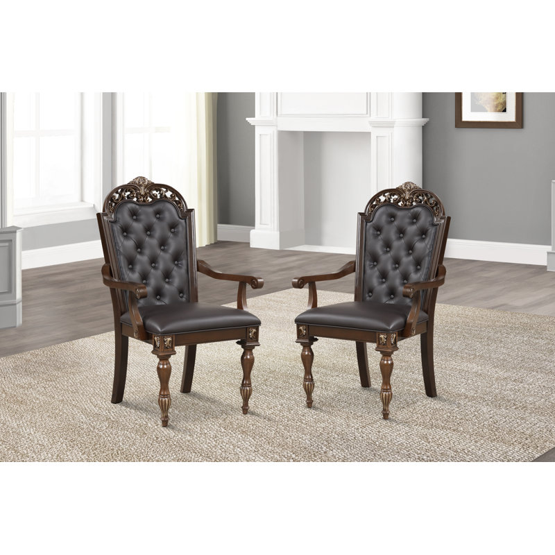 Fauteuil Maximus avec dossier capitonné en polyuréthane brun