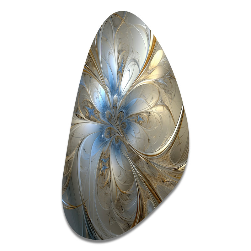 Tendre spirale florale bleu clair tourbillonnante, H 31 po x l 17 po