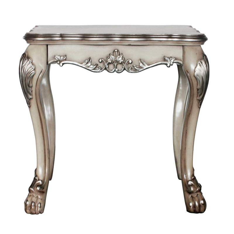 Table de bout carrée rétro blanc os