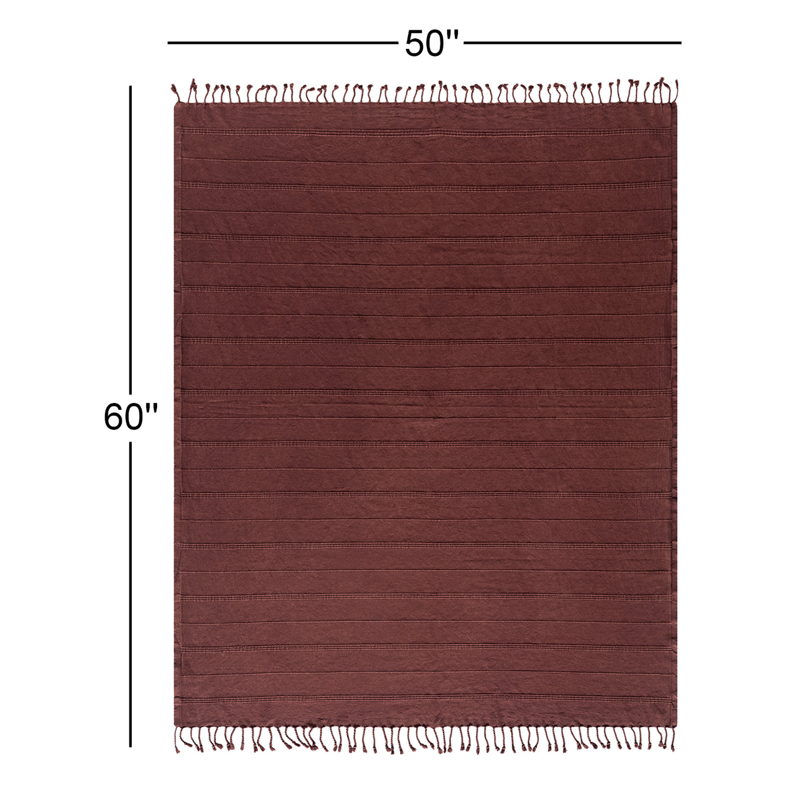 Dafina 100% Turkish Cotton Striped Throw, Burgundy