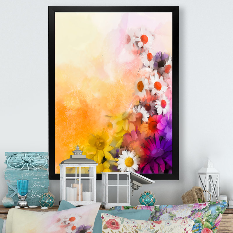 Guirlande Paintbrush Spring Flowers - Peinture, Cadre photo noir, H 20 po x l 12 po x P 1 po