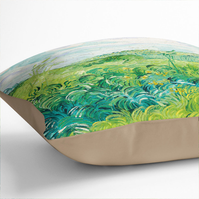 Green Wheat Fields Square Throw Cushion, Stone, 55cm H x 55cm W x 20cm D